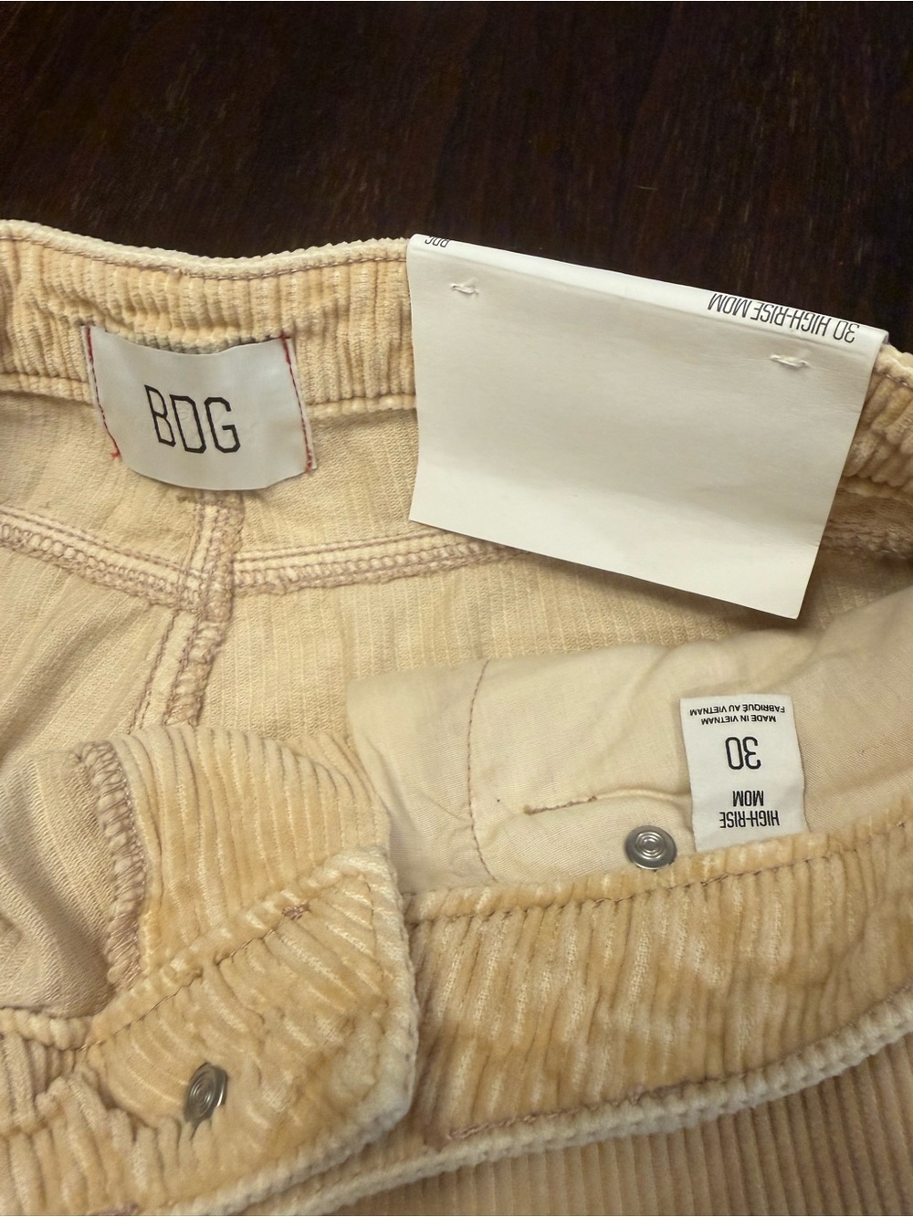 NWT BDG - Urban Outfitters Beige High Rise Mom Corduroy Pants Women’s Size 30 - Picture 5 of 13